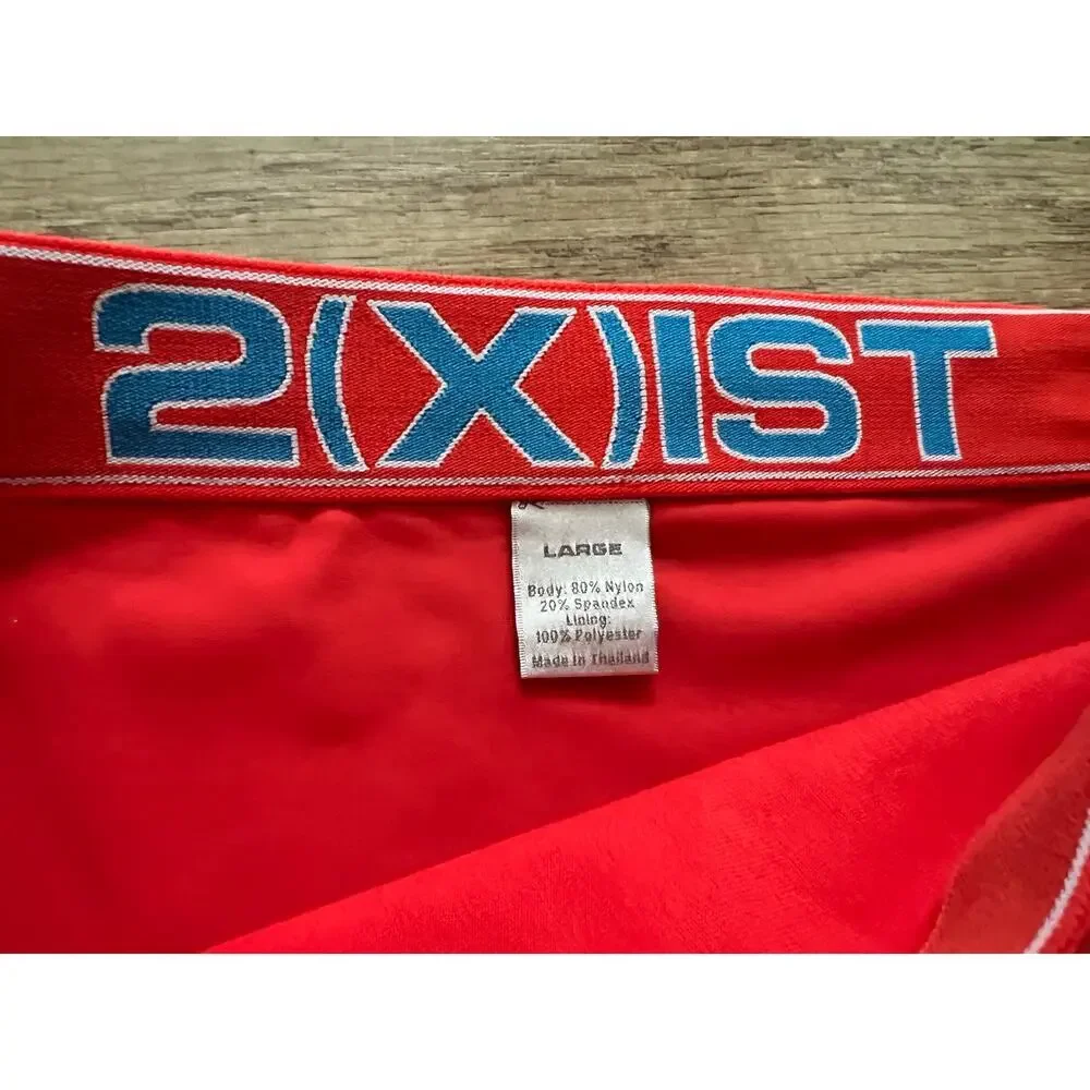 2{X}IST Men's Cabo Swim Solid Red TRUNK SIZE L SWIMWEAR 2xist Preppy Classic